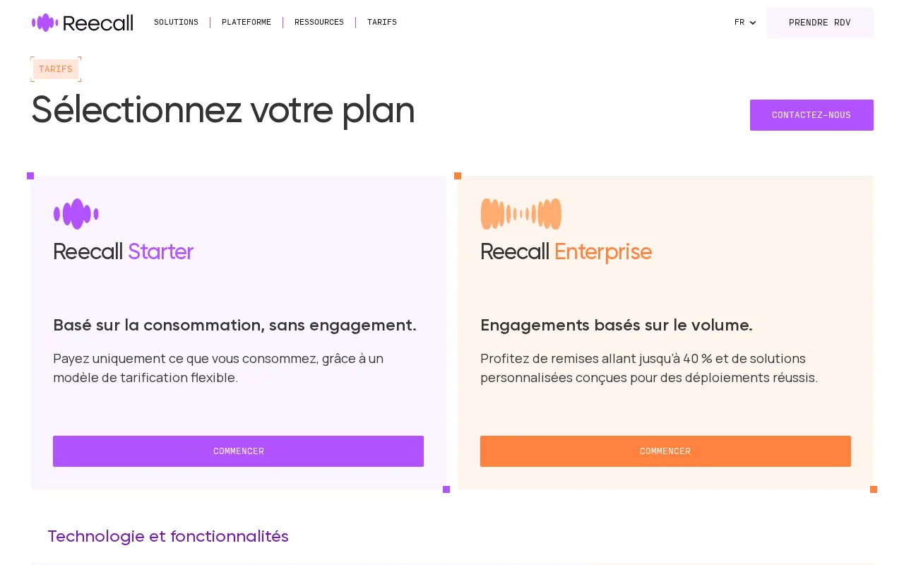 Reecall — pricing page