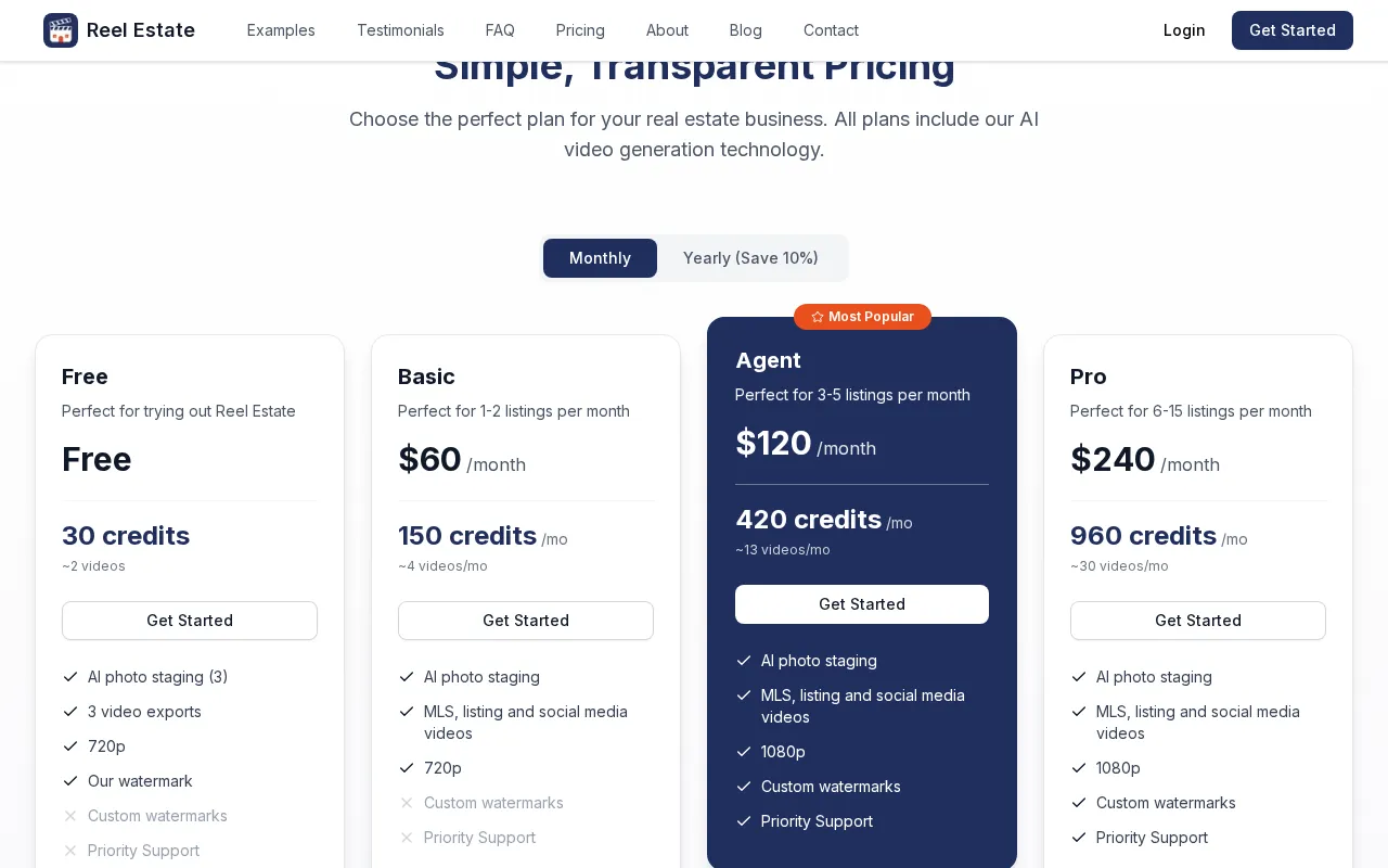 Reel Estate — pricing page