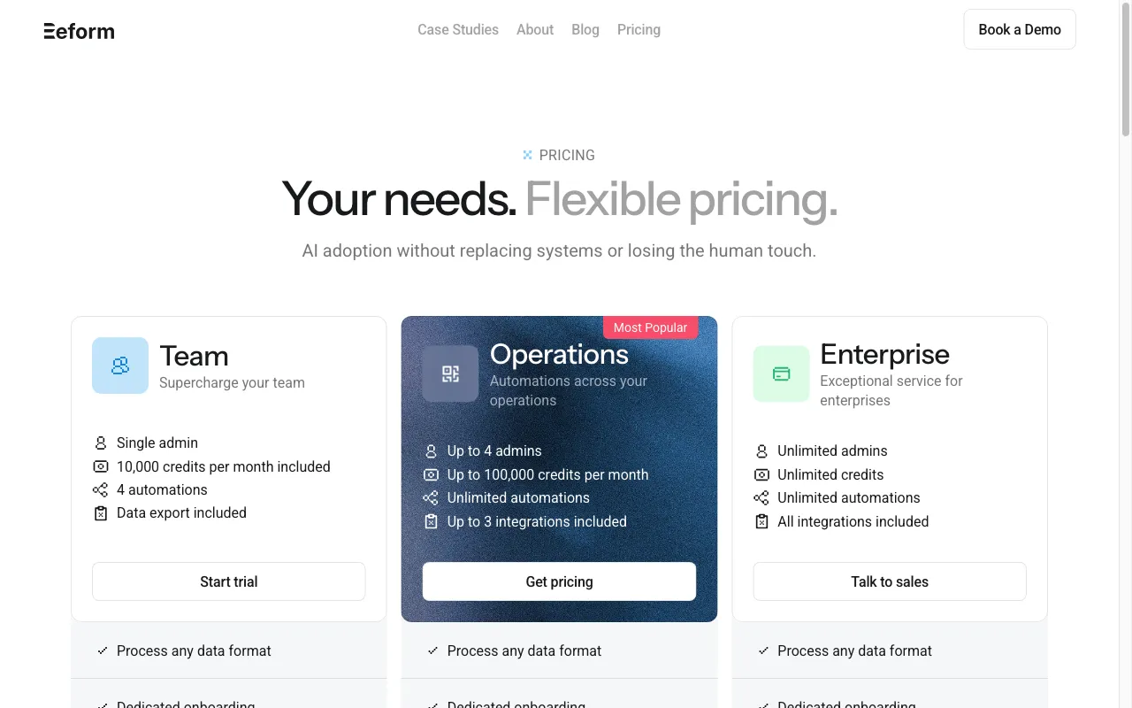 Reform — pricing page