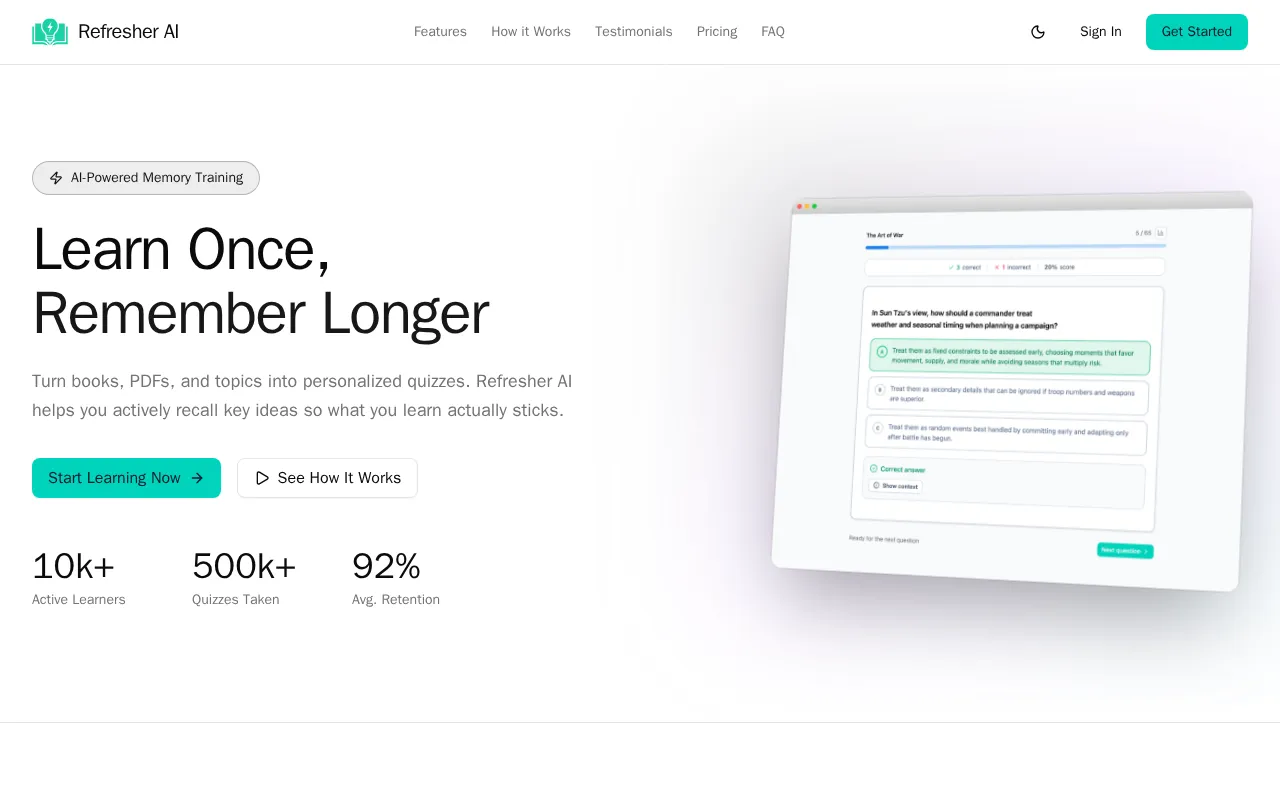 Refresher AI — preview screenshot