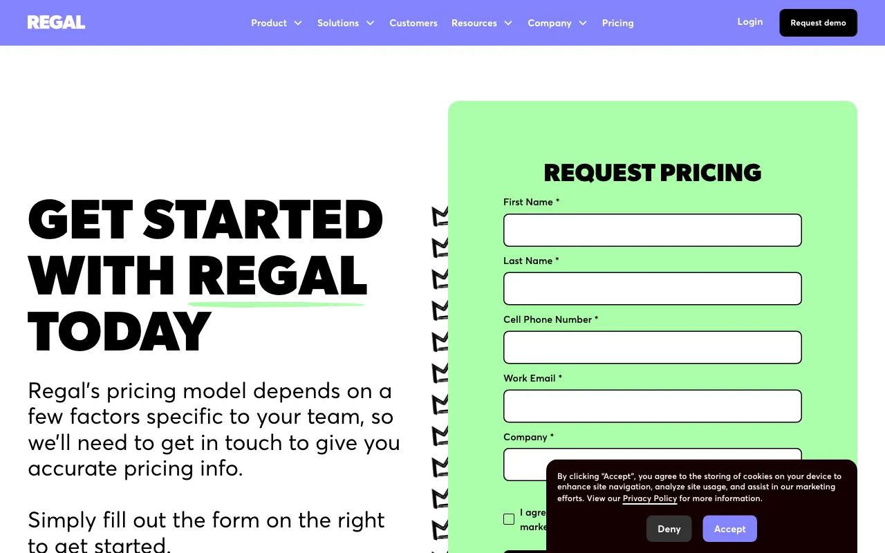 REGAL — pricing page
