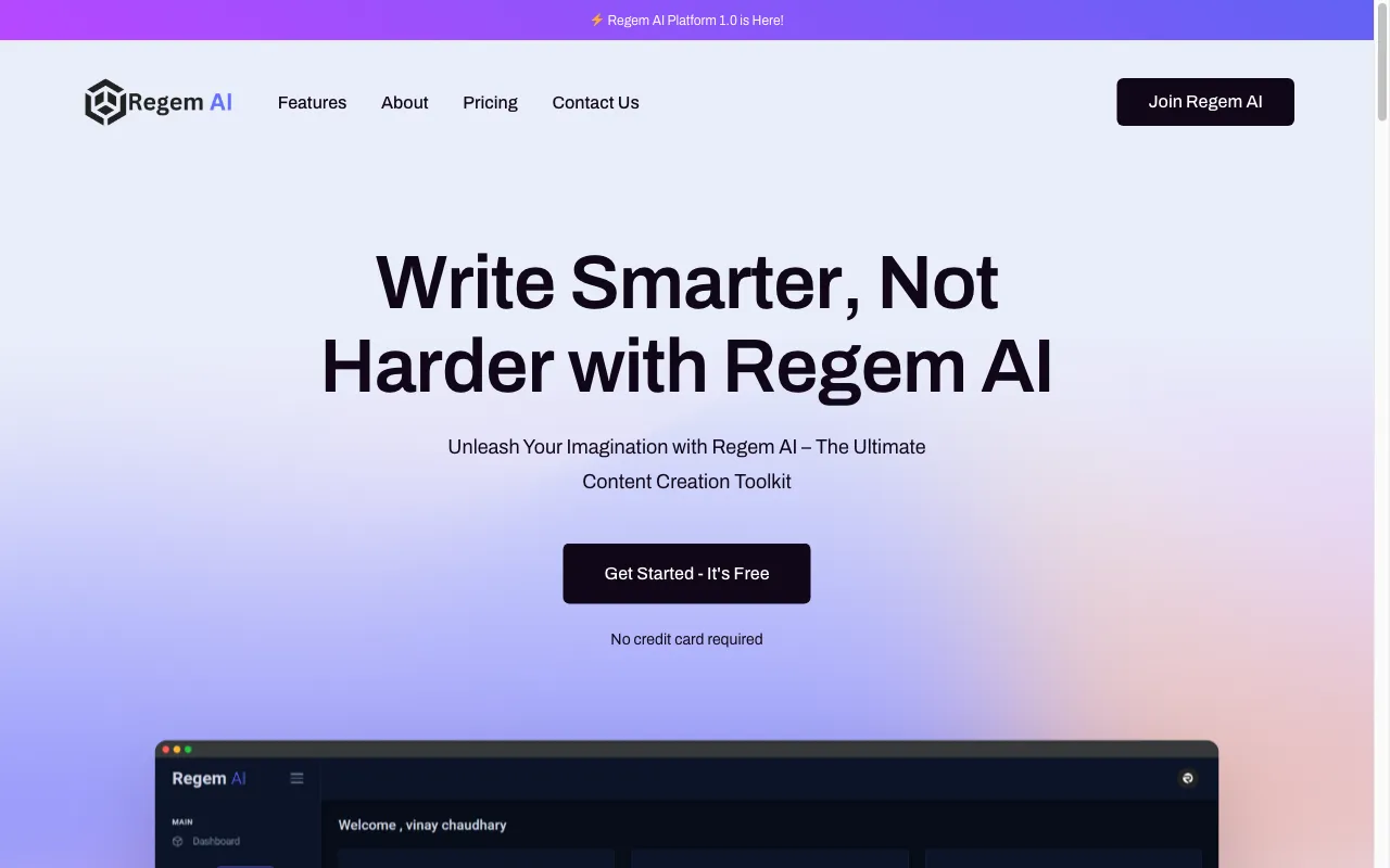 Regem AI Platform — preview screenshot