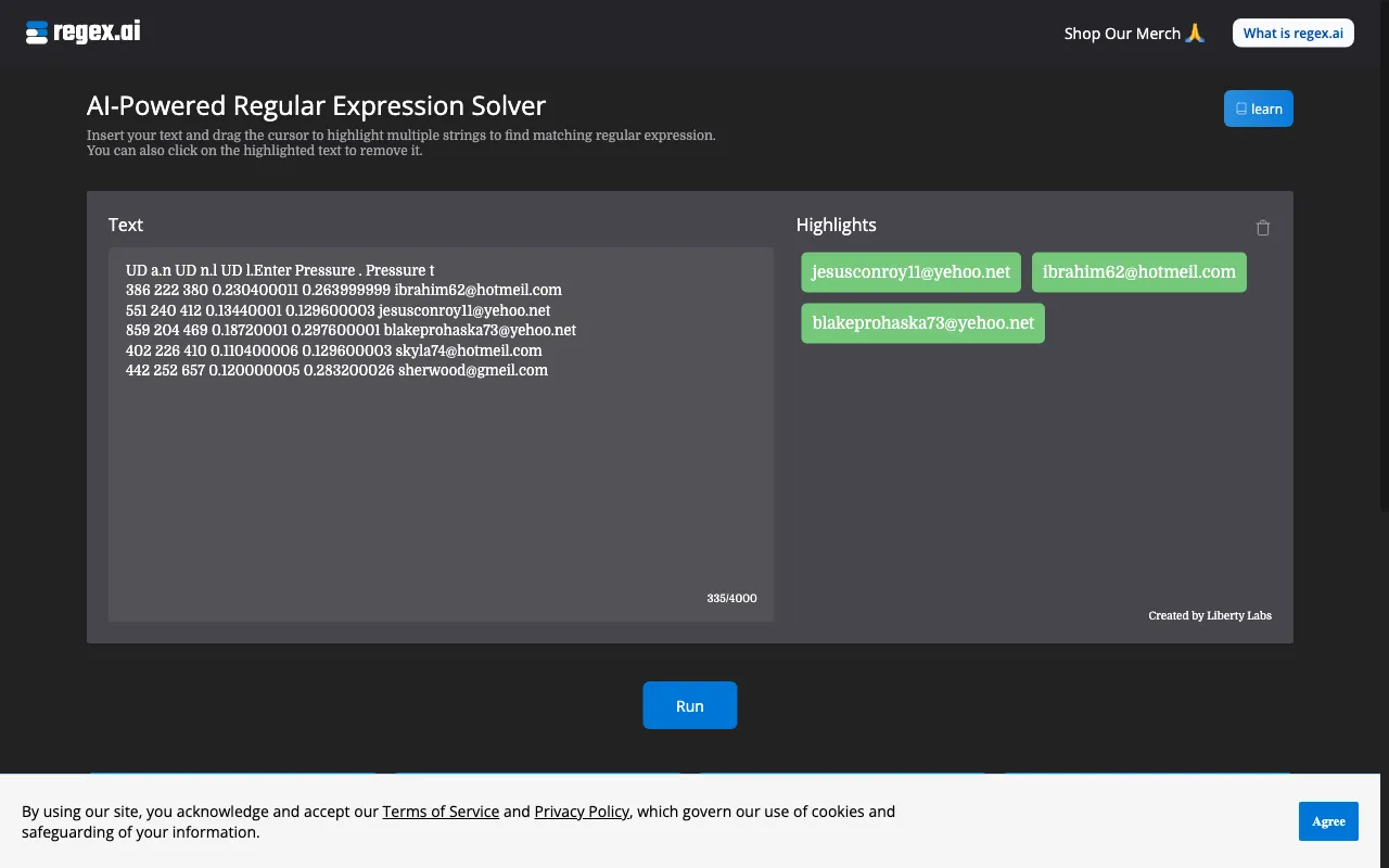 Regex.ai — preview screenshot