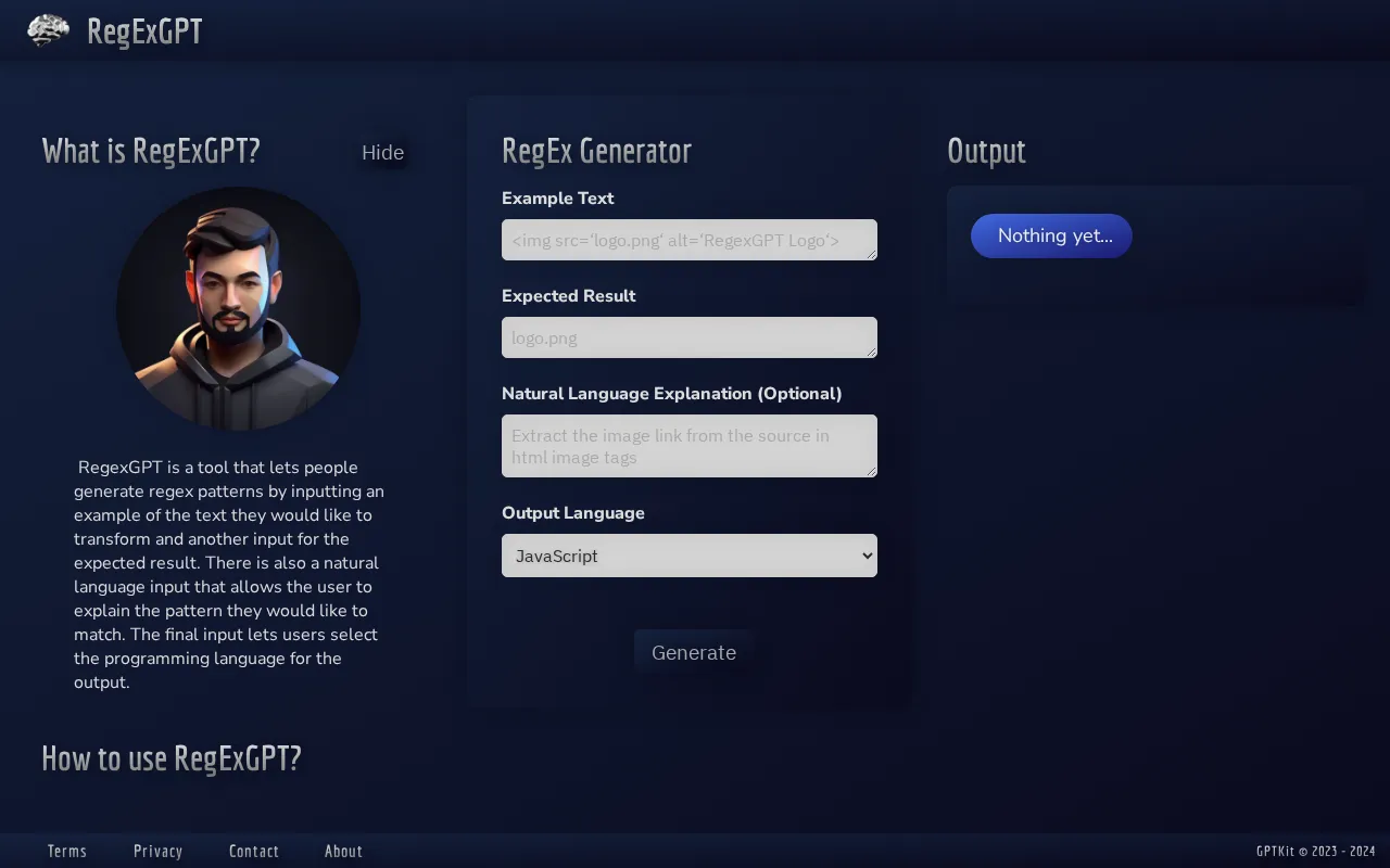 Regexgpt — preview screenshot