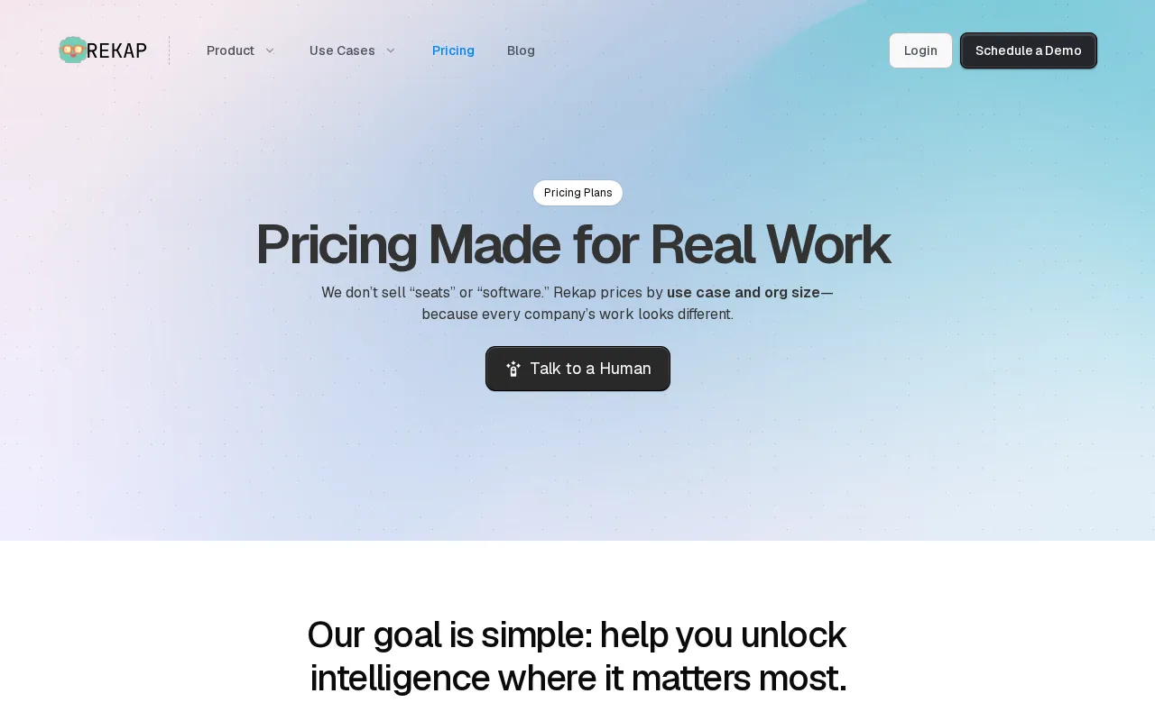 Rekap — pricing page