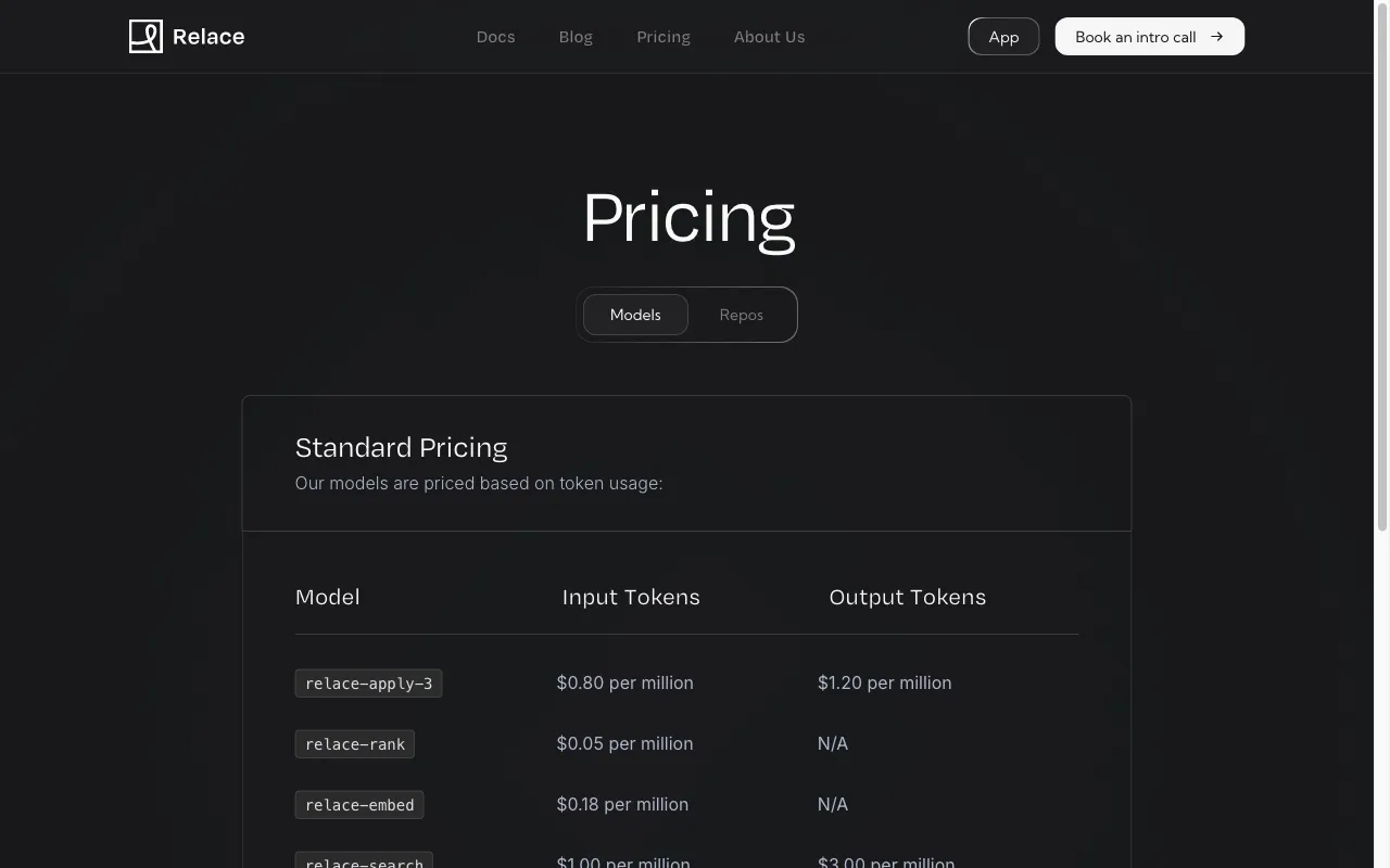 Relace — pricing page