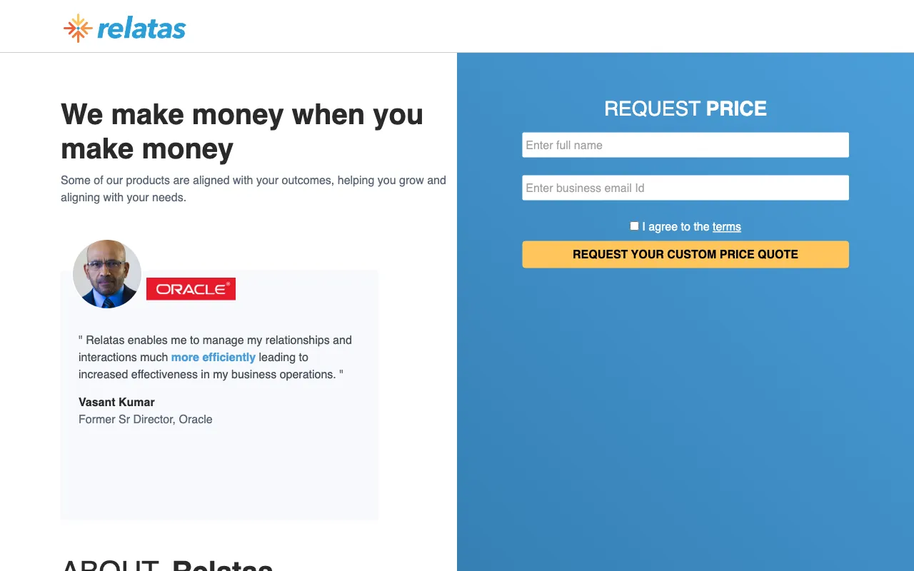 Relatas — pricing page