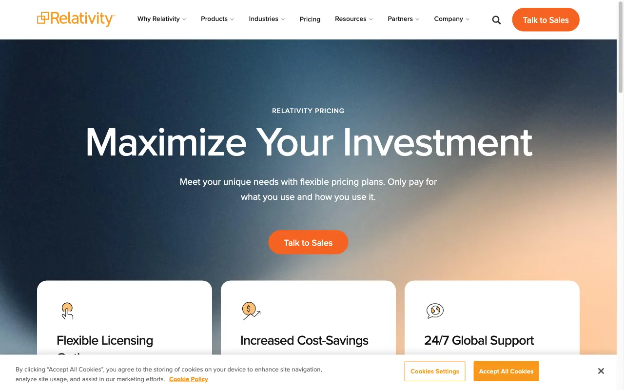 Relativity — pricing page