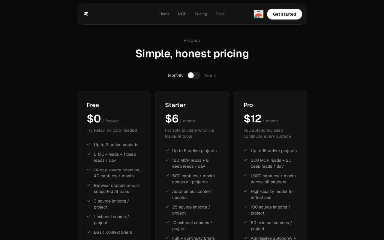 Relay — pricing page