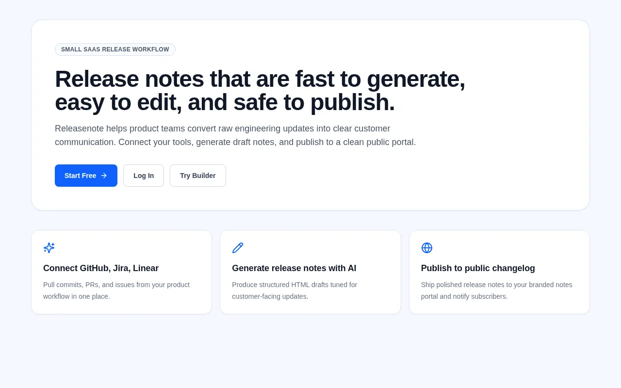 ReleaseNote.AI — preview screenshot