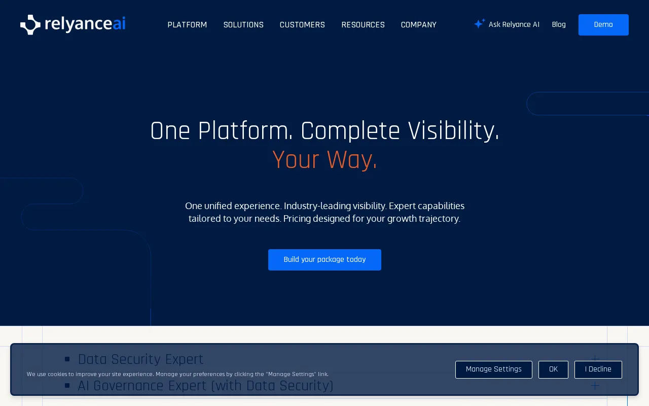 Relyance — pricing page