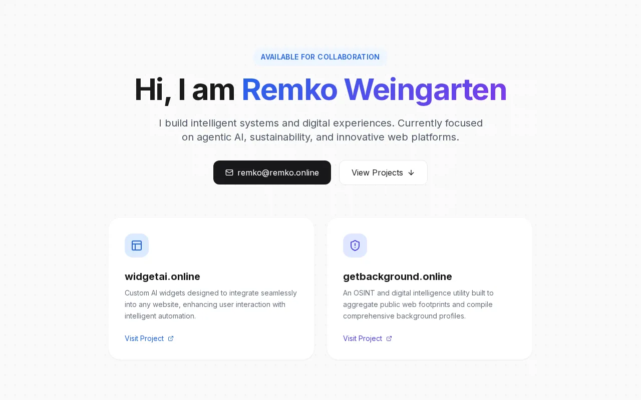 Remko Weingarten | AI Projects — preview screenshot
