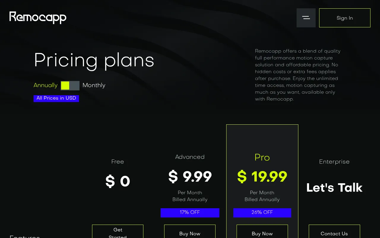 Remocapp — pricing page