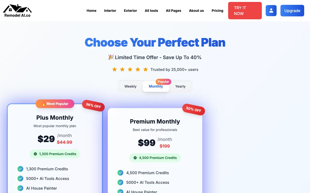 Remodel AI — pricing page