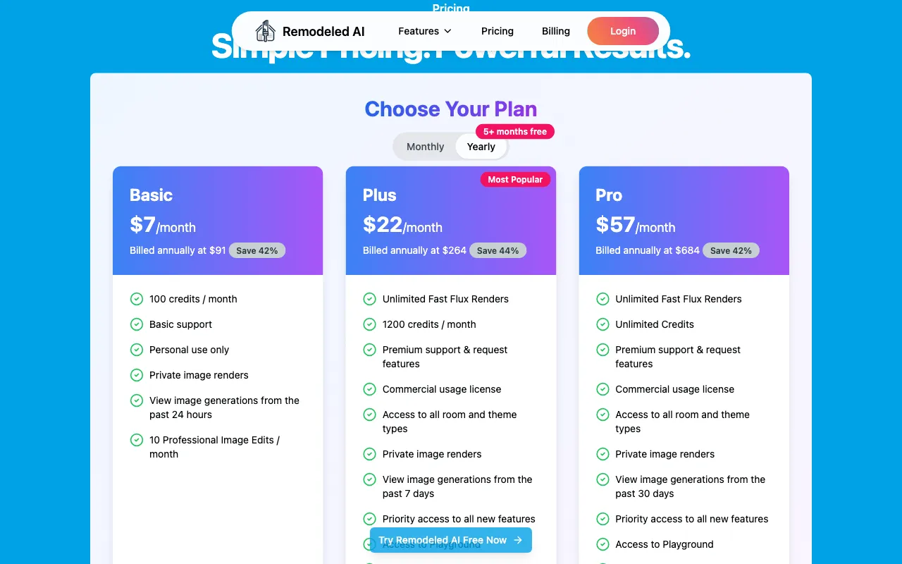 Remodeled AI — pricing page