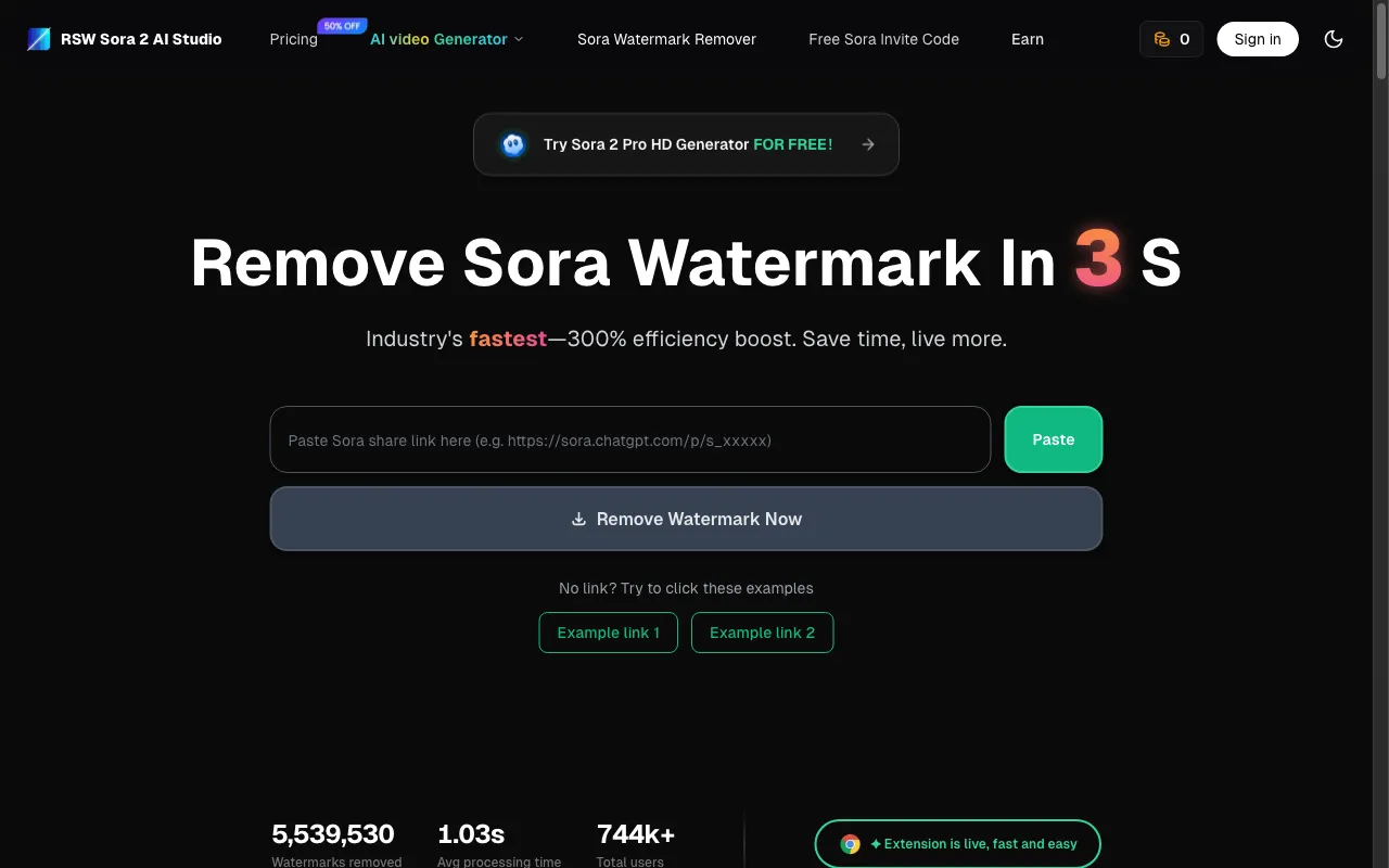 Remove Sora watermarks in 5 seconds — preview screenshot