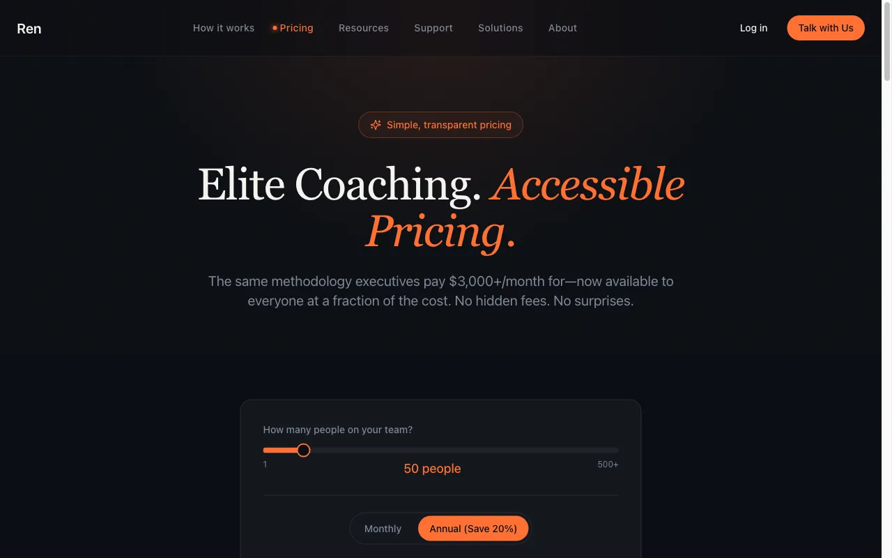 Ren — pricing page