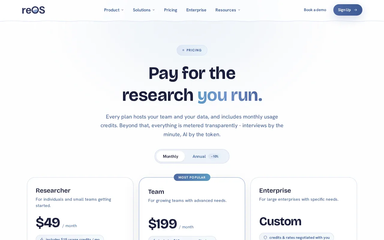 reOS — pricing page