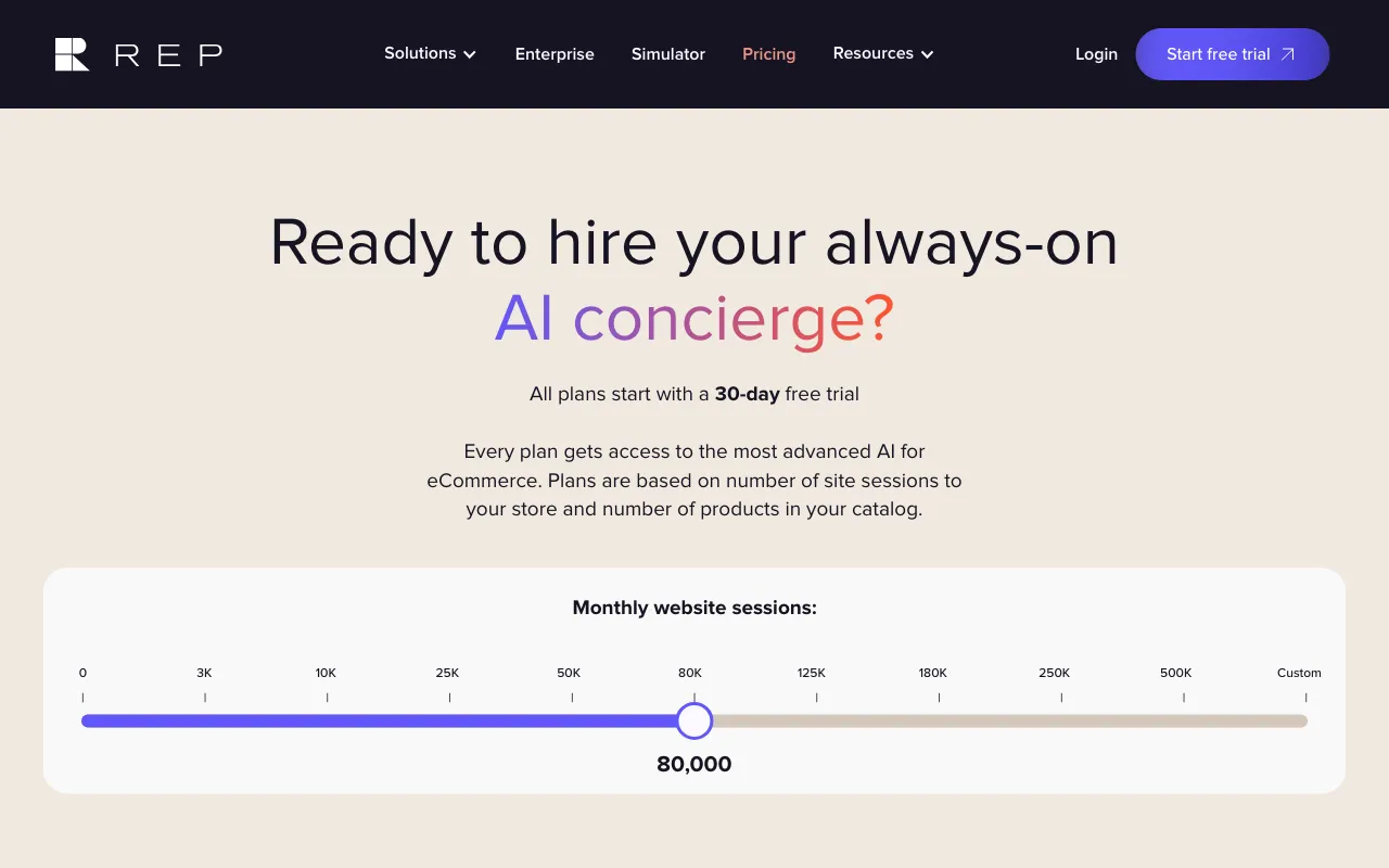 Rep AI — pricing page