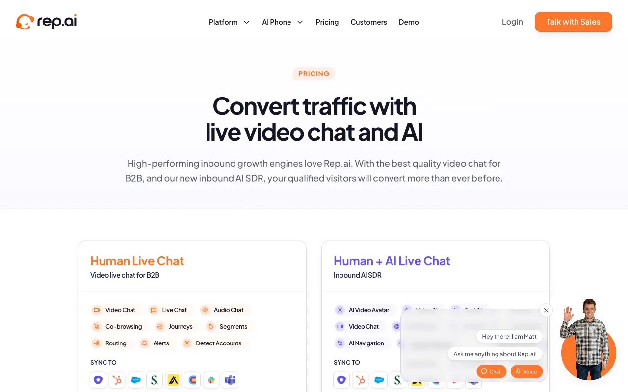Rep.ai — pricing page