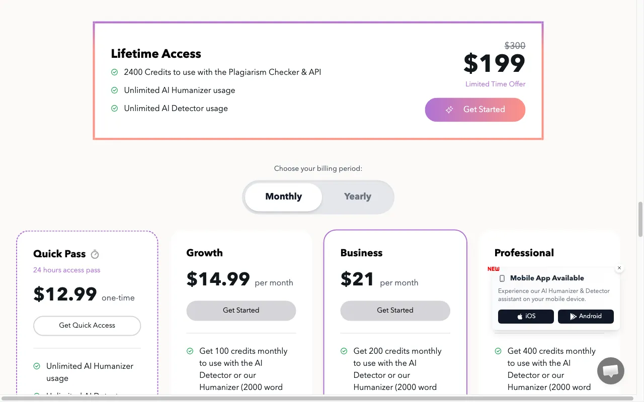 Rephrasy — pricing page