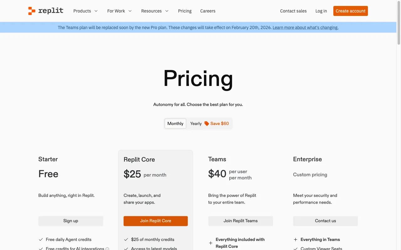 Replit — pricing page