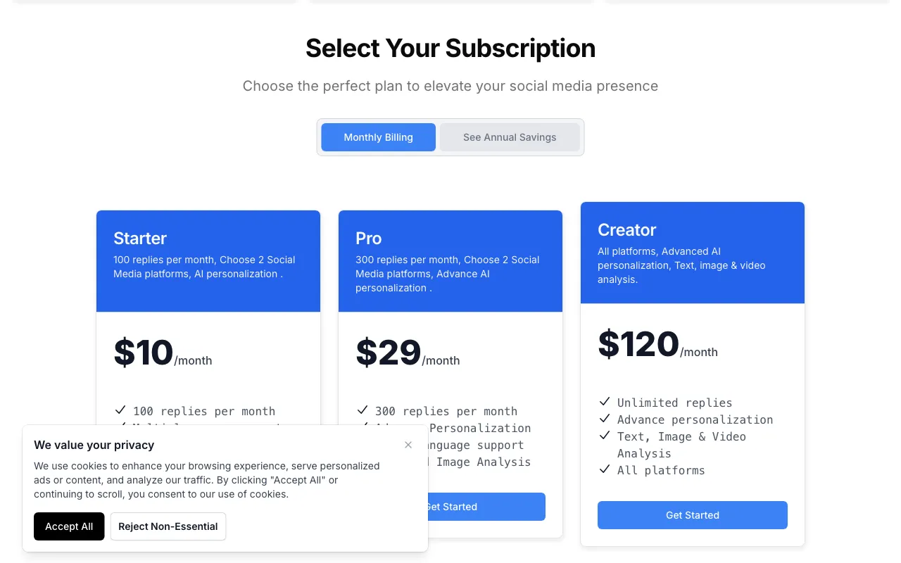 ReplyPilot — pricing page