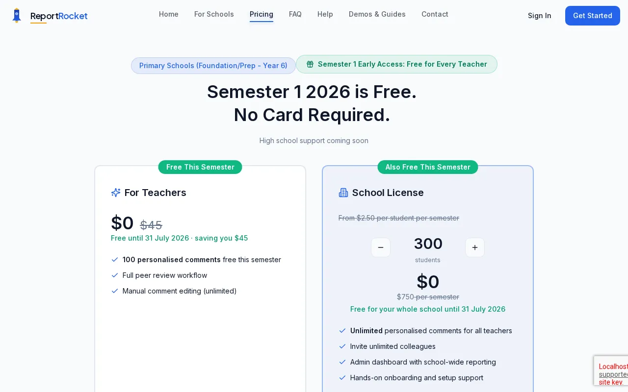 ReportRocket — pricing page