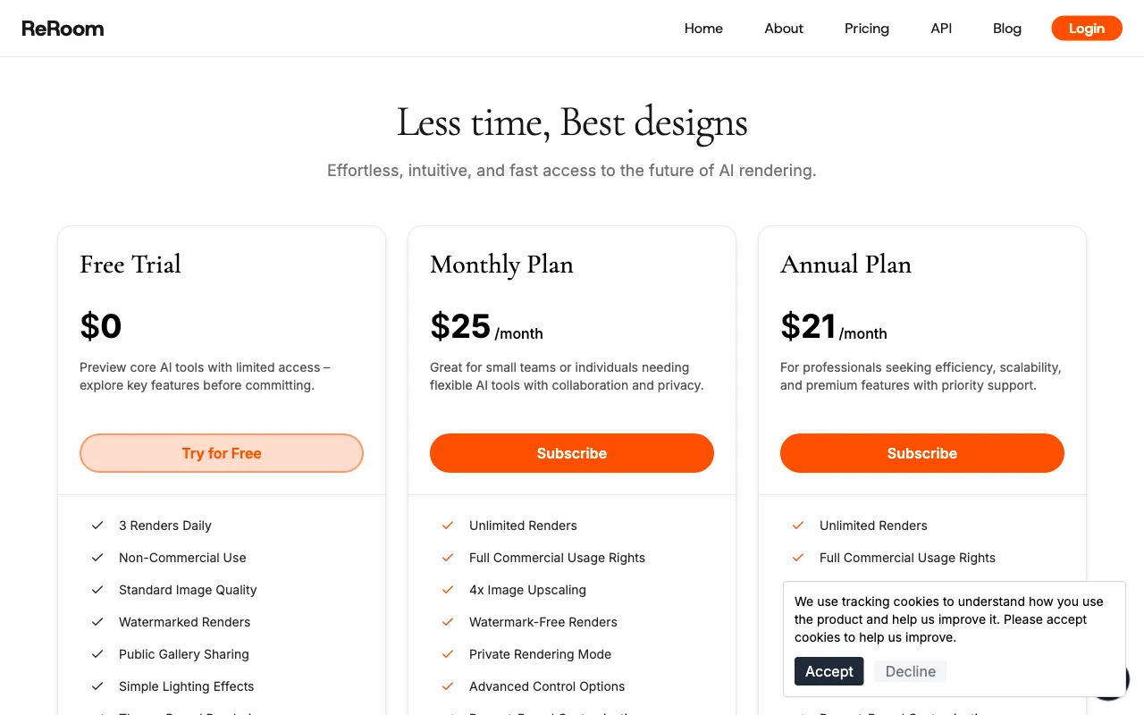 ReRoom — pricing page