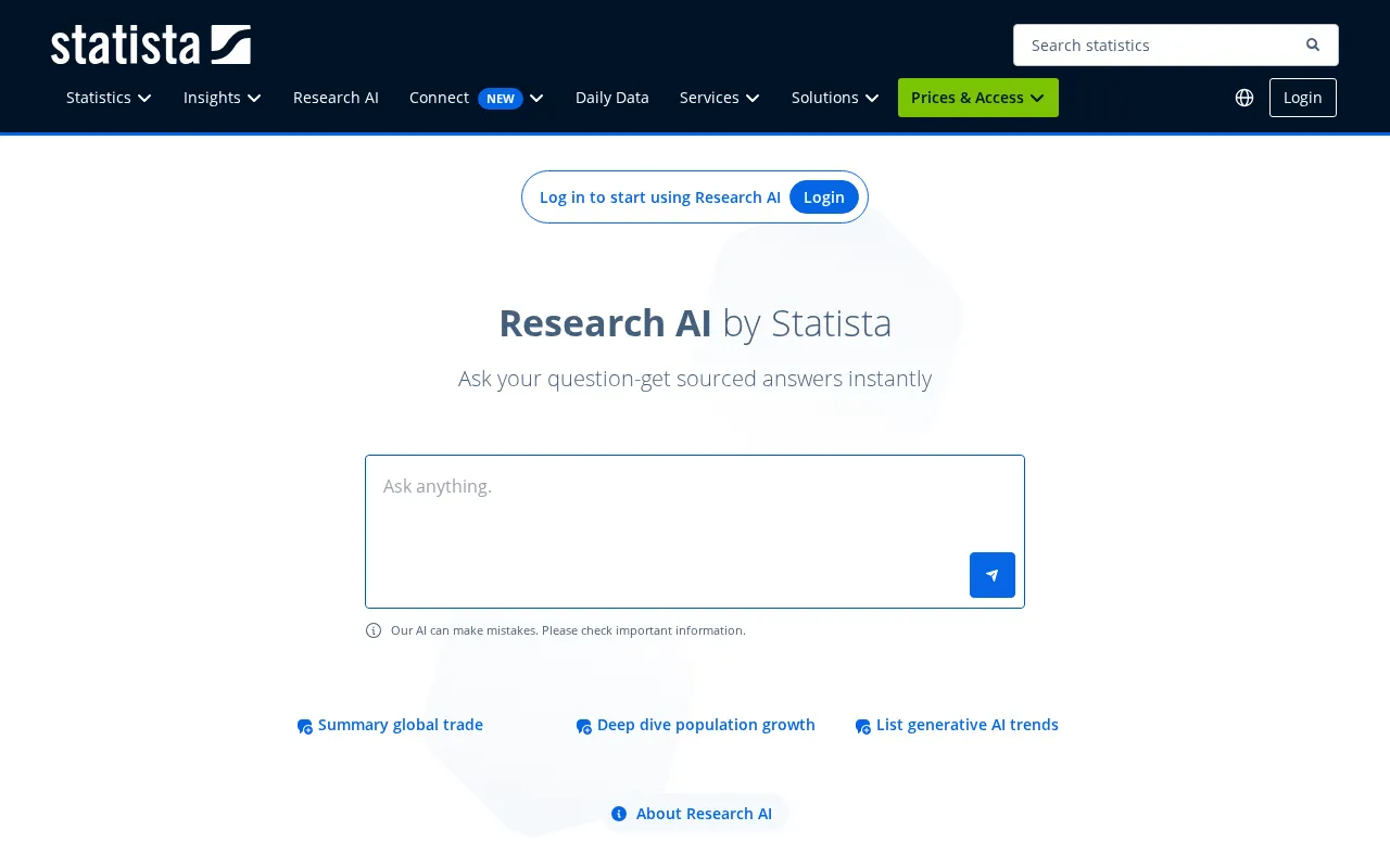 Research AI by Statista — preview screenshot