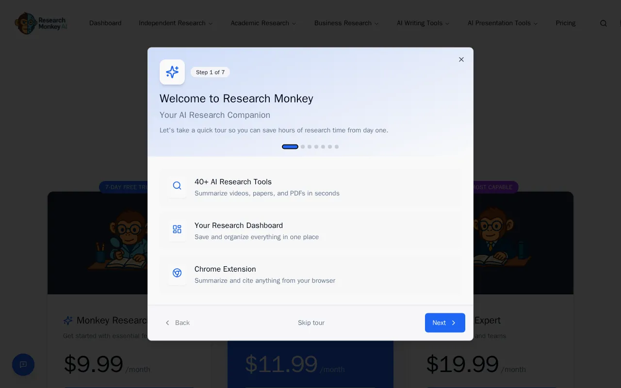 ResearchMonkey AI — pricing page