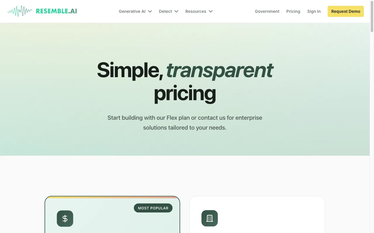 Resemble — pricing page