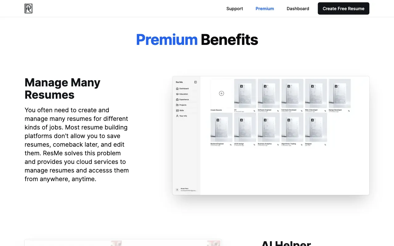 ResMe — pricing page