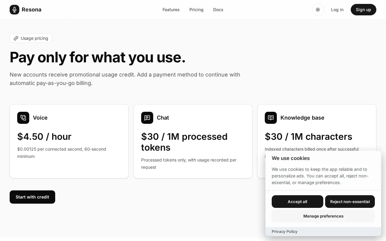 Resona — pricing page