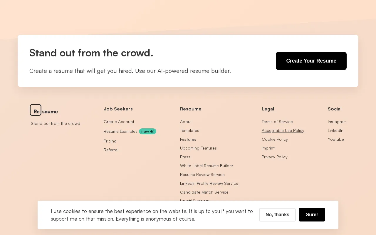 Resoume — pricing page