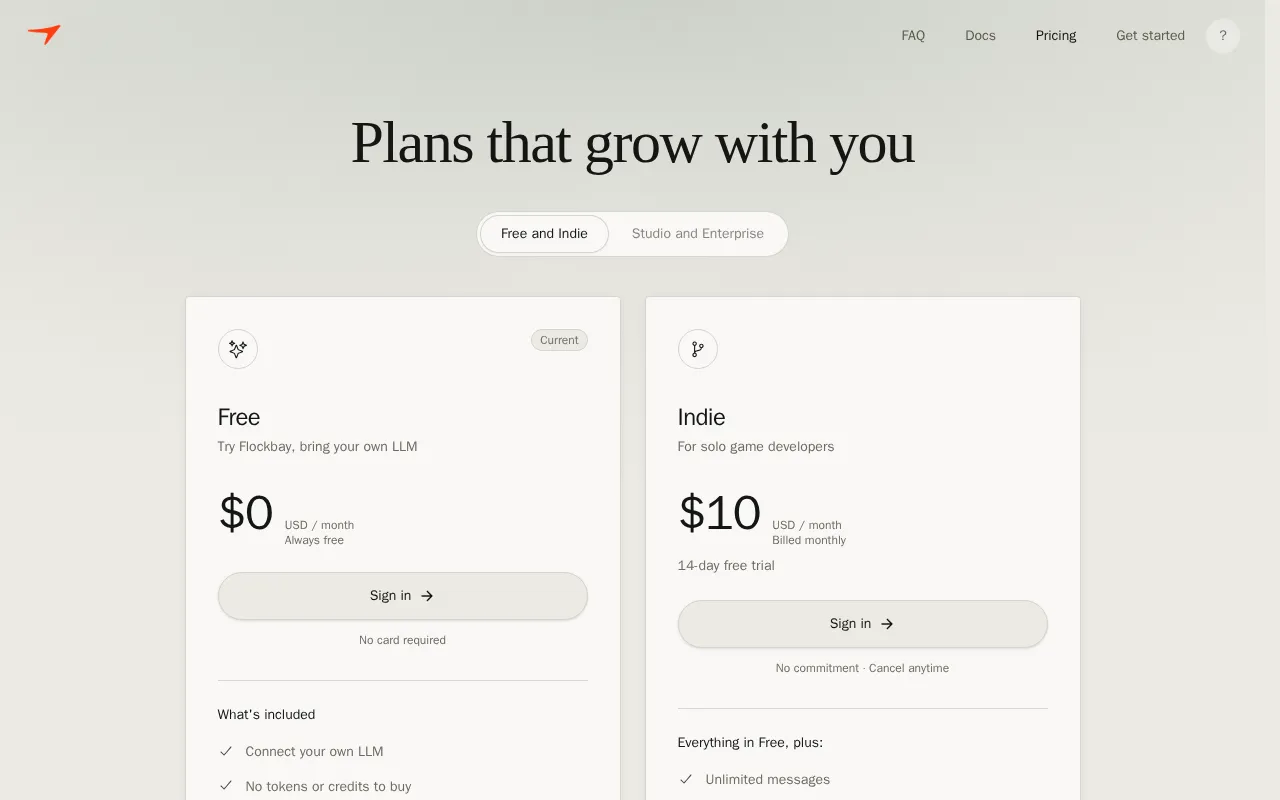 Flockbay — pricing page