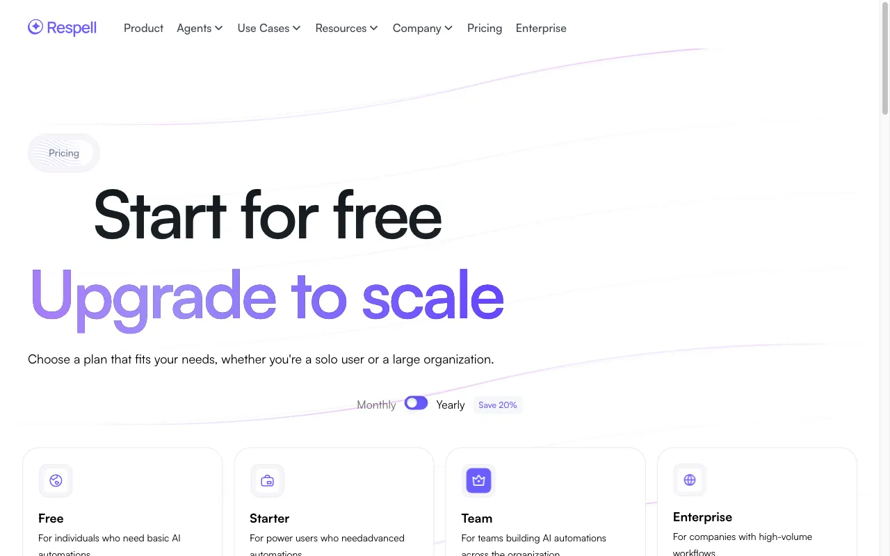 Respell — pricing page