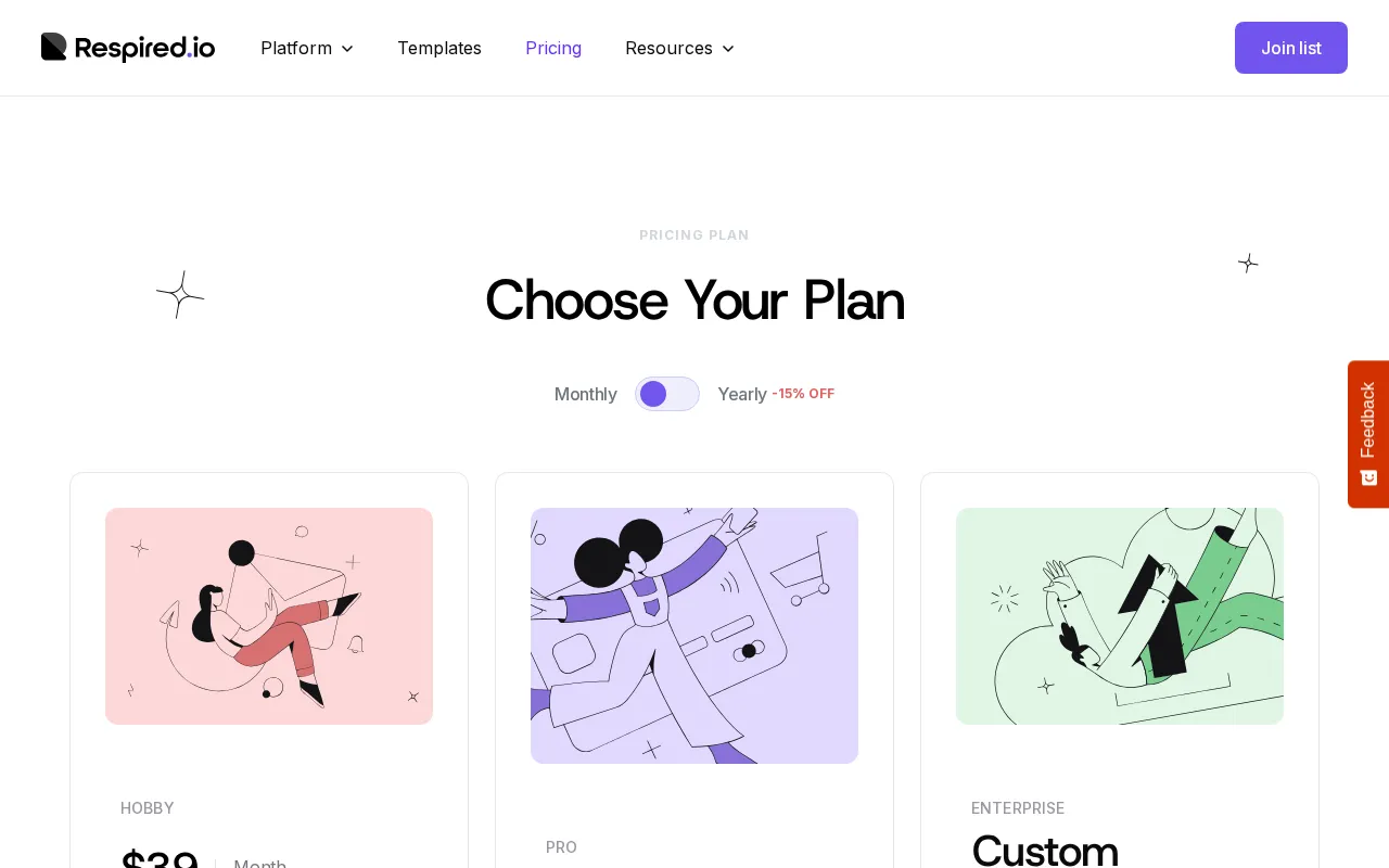 Respired.io — pricing page