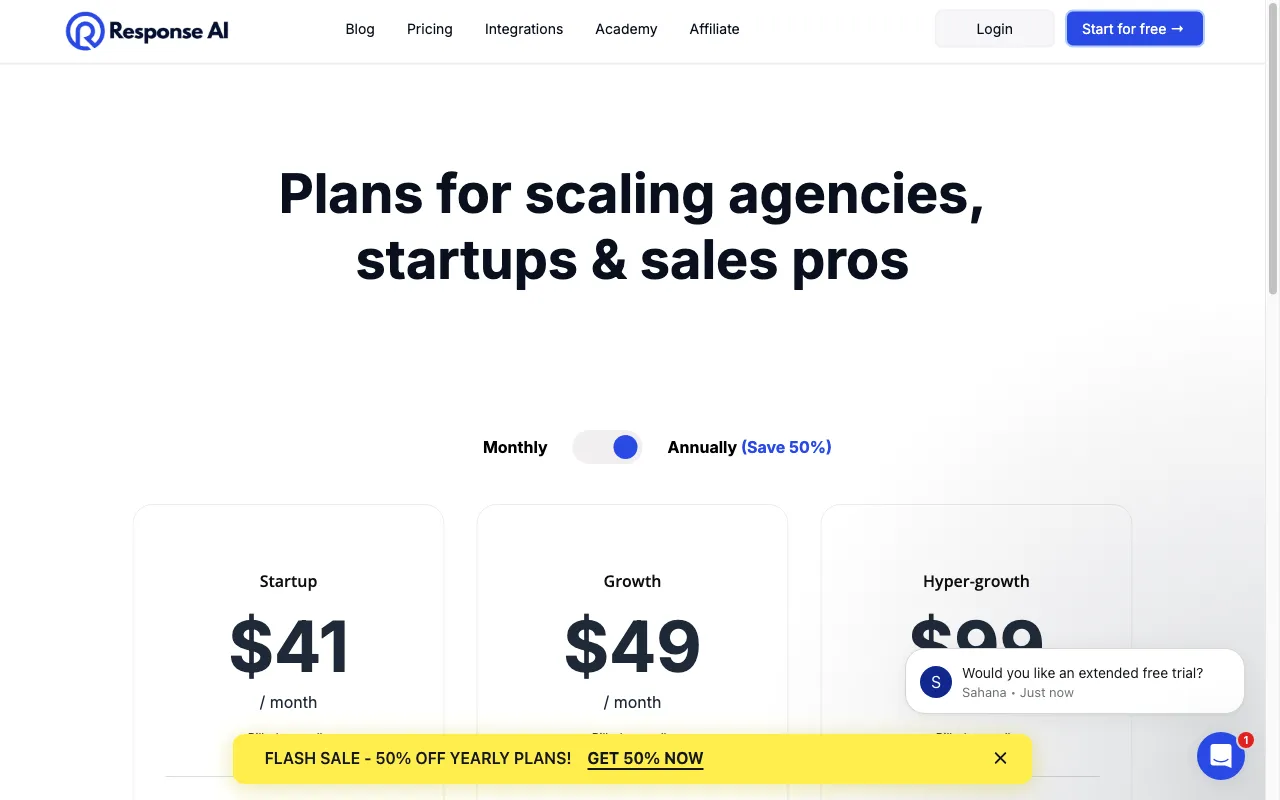 Response AI — pricing page