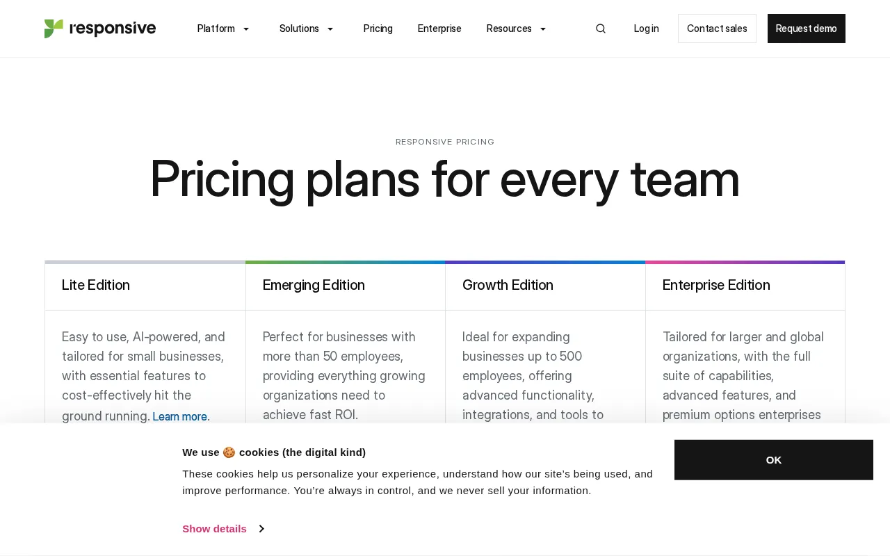 Responsive — pricing page