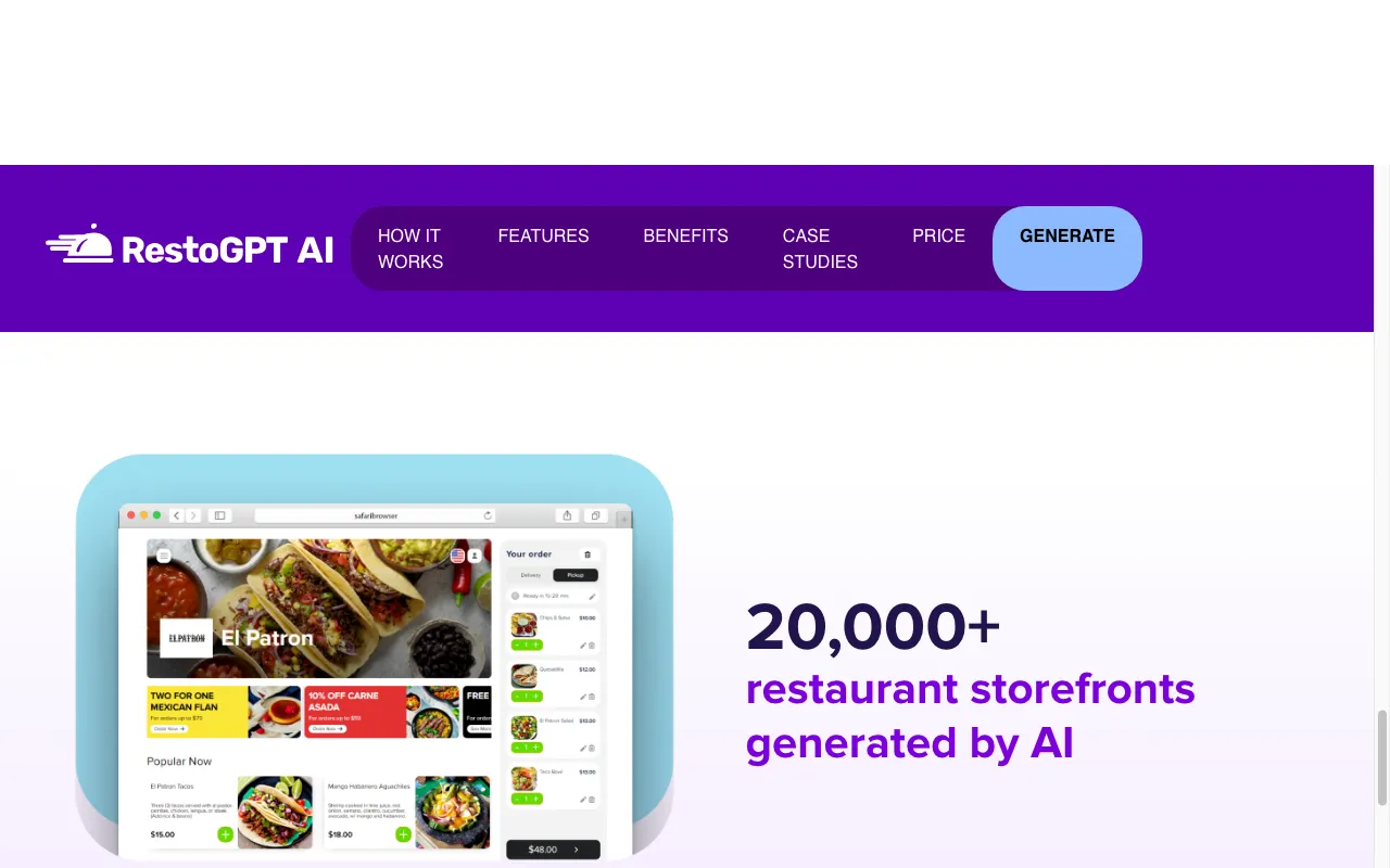 RestoGPT AI — pricing page