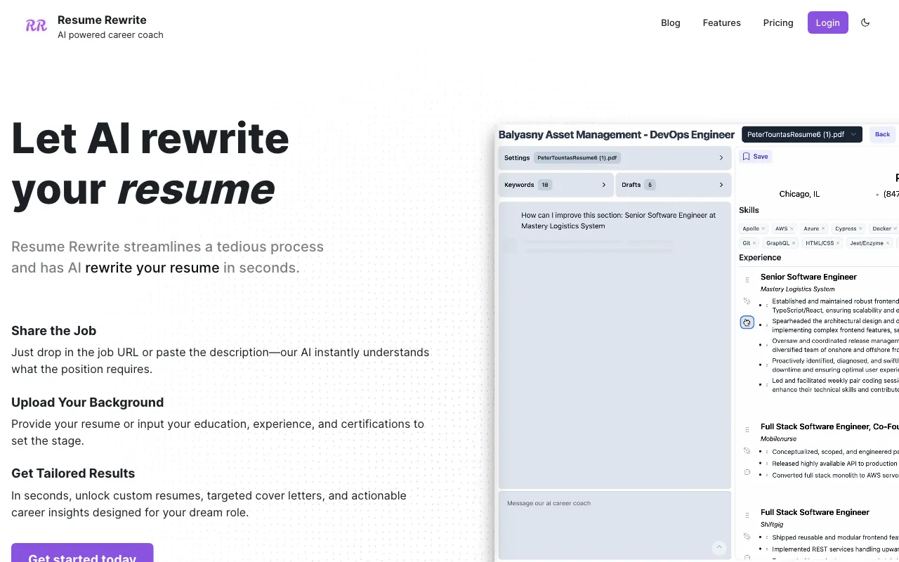 Resume Rewrite — preview screenshot