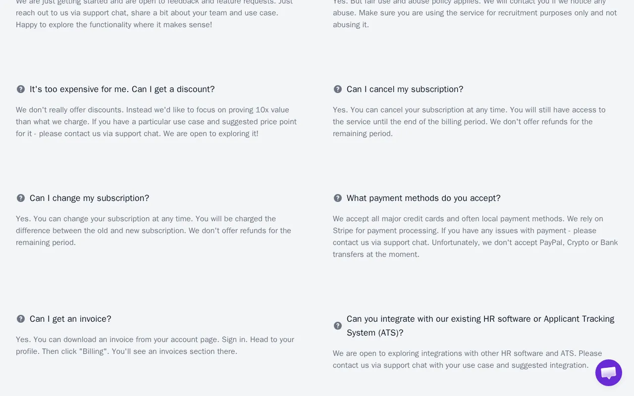 Resume Screening AI — pricing page