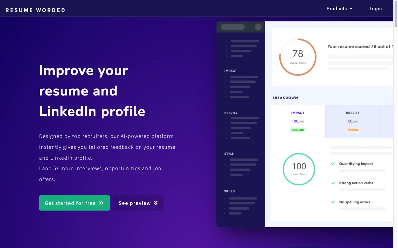 Resume Worded — preview screenshot