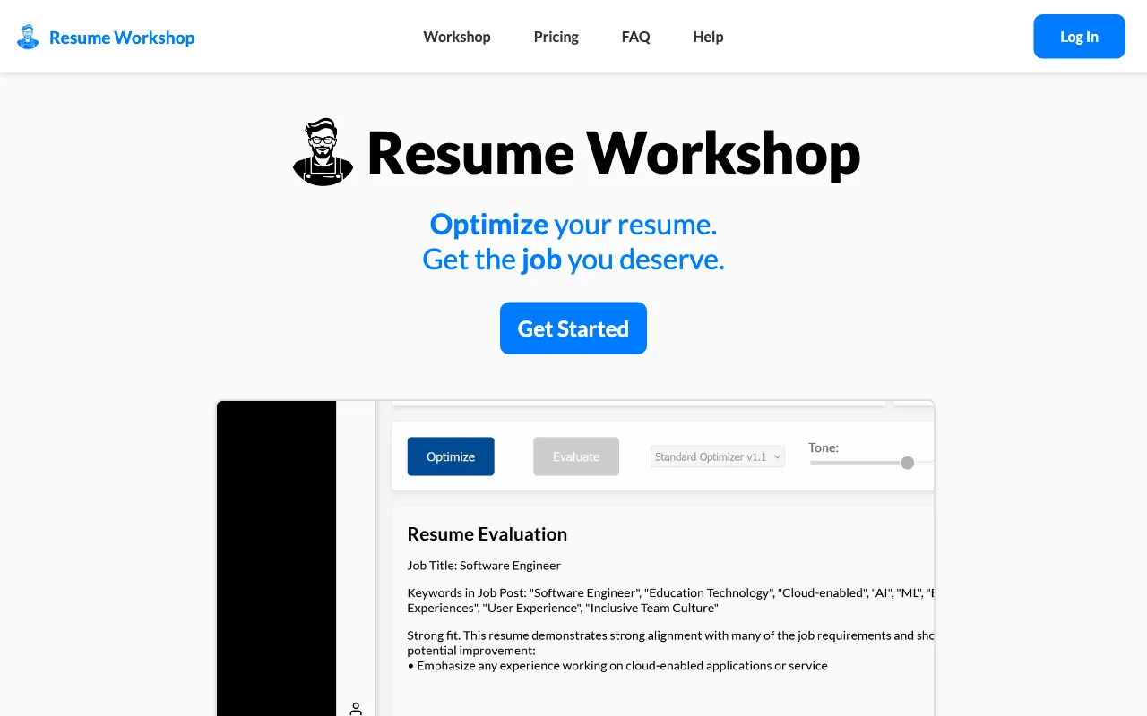 Resume Workshop — pricing page