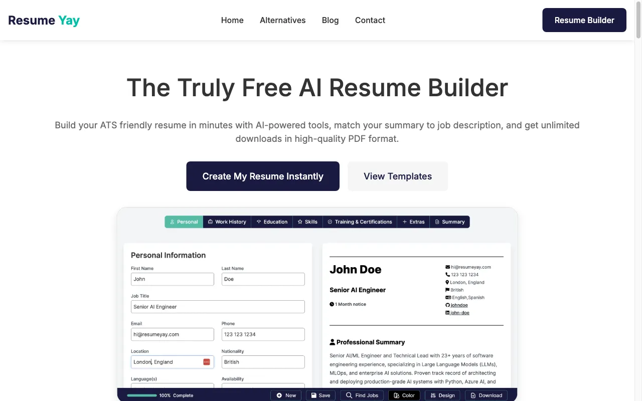 Resume Yay — preview screenshot