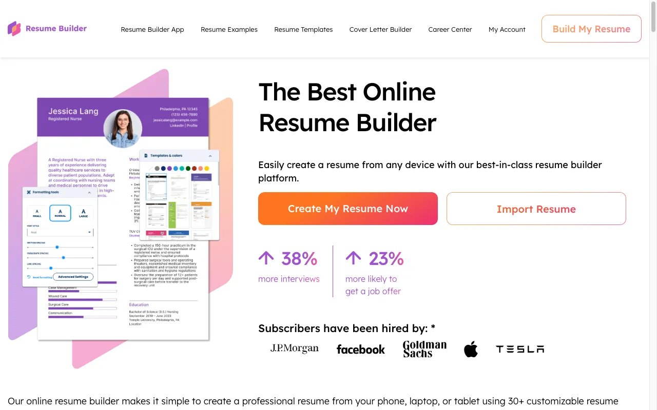 ResumeBuilder.com — preview screenshot