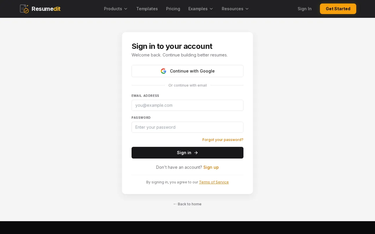 Resumedit — pricing page