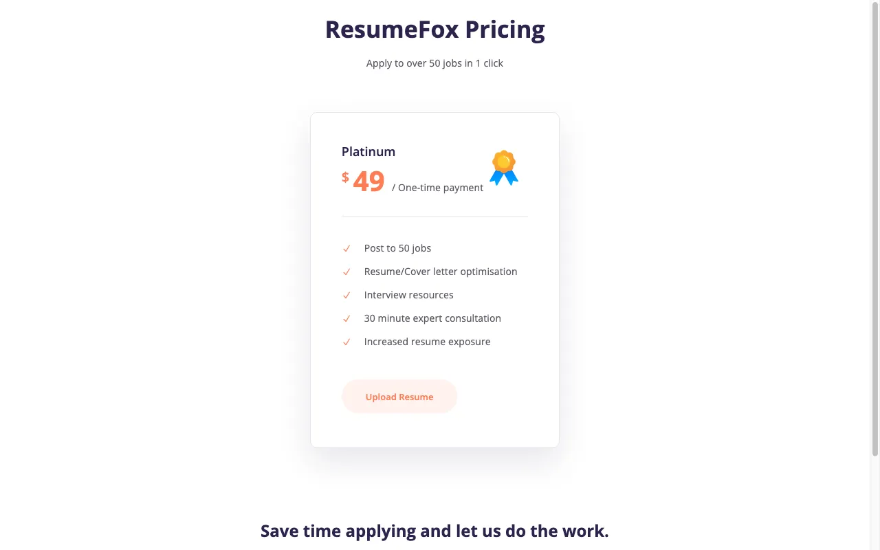 ResumeFox — pricing page