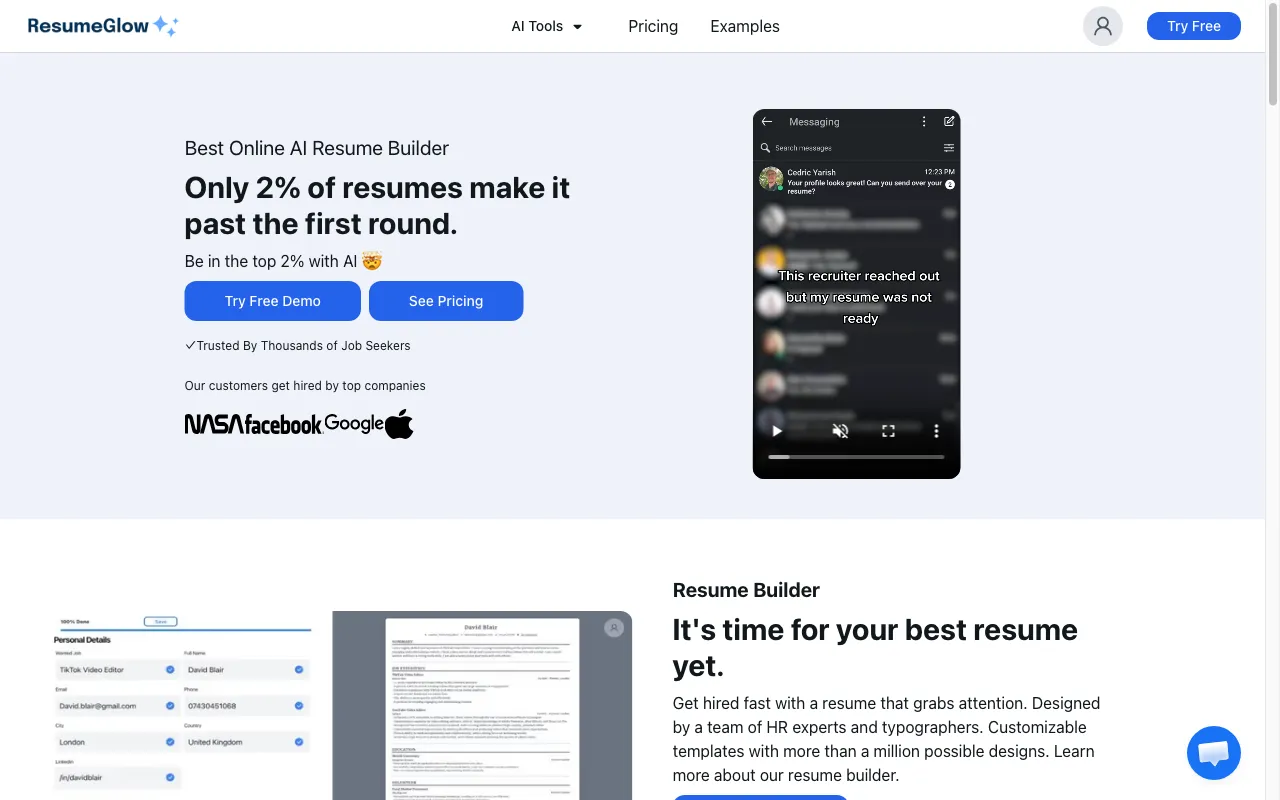 ResumeGlow — preview screenshot